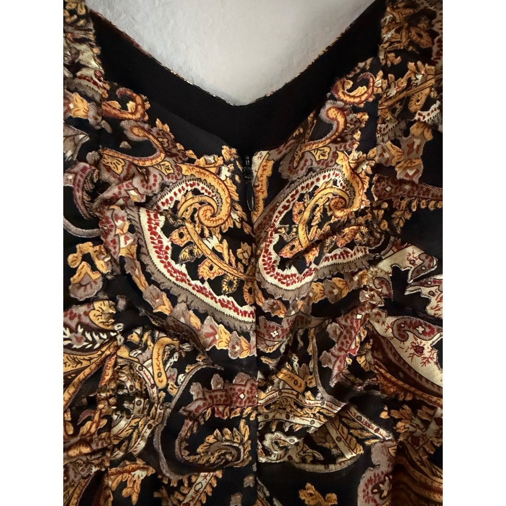House of Harlow 1960 x REVOLVE Paisley Ruffle Wide Leg Jumpsuit Black Gold XS - Picture 6 of 11
